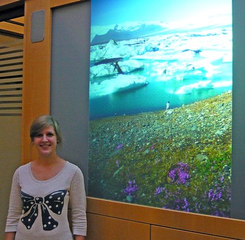 Bunte Blumen vor dem ewigen Eis: Die Vielseitigkeit der isländischen Landschaft spiegelt sich in den Fotos von Christine Apler (22) wider. (WP-Foto: Anna Gemünd)