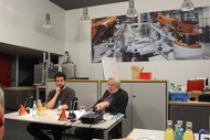 Lesung: 'Sterns Weg' von Thomas Heerman van Voss; Thomas Heerman van Voss und Übersetzer Ulrich Faure im EJOT Labor; Foto: Jens Gesper