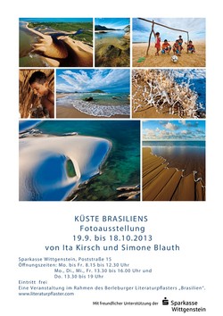 Plakat: Fotoausstellung von Ita Kirsch und Simone Blauth: 'Costa do Brasil' (Küste Brasiliens)