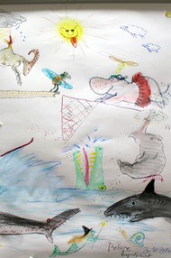 Kindergarten-Lesung: 'Ein Krokodil unterm Bett' von Ingrid und Dieter Schubert; Die fertige Illustration; Foto: Jens Gesper